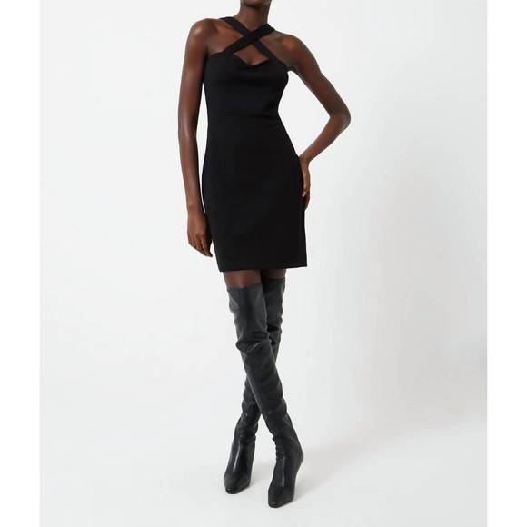 NEW FRENCH CONNECTION rafe ponte jersey bodycon dress in black - Picture 3 of 5